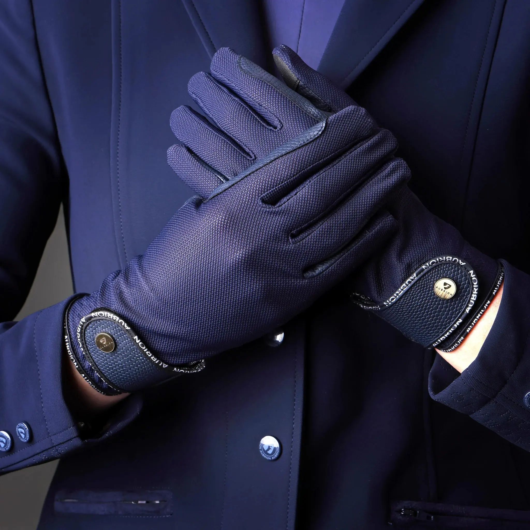 Shires Navy Aubrion Aero FlexFit Riding Gloves - Image 3