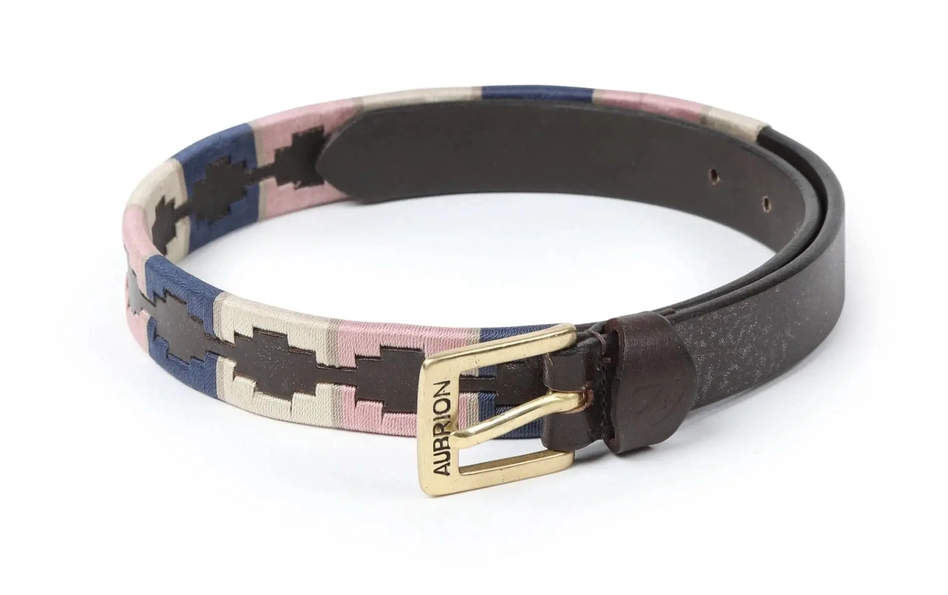 Shires Pink / Natural / Navy Aubrion Drover Skinny Polo Belt