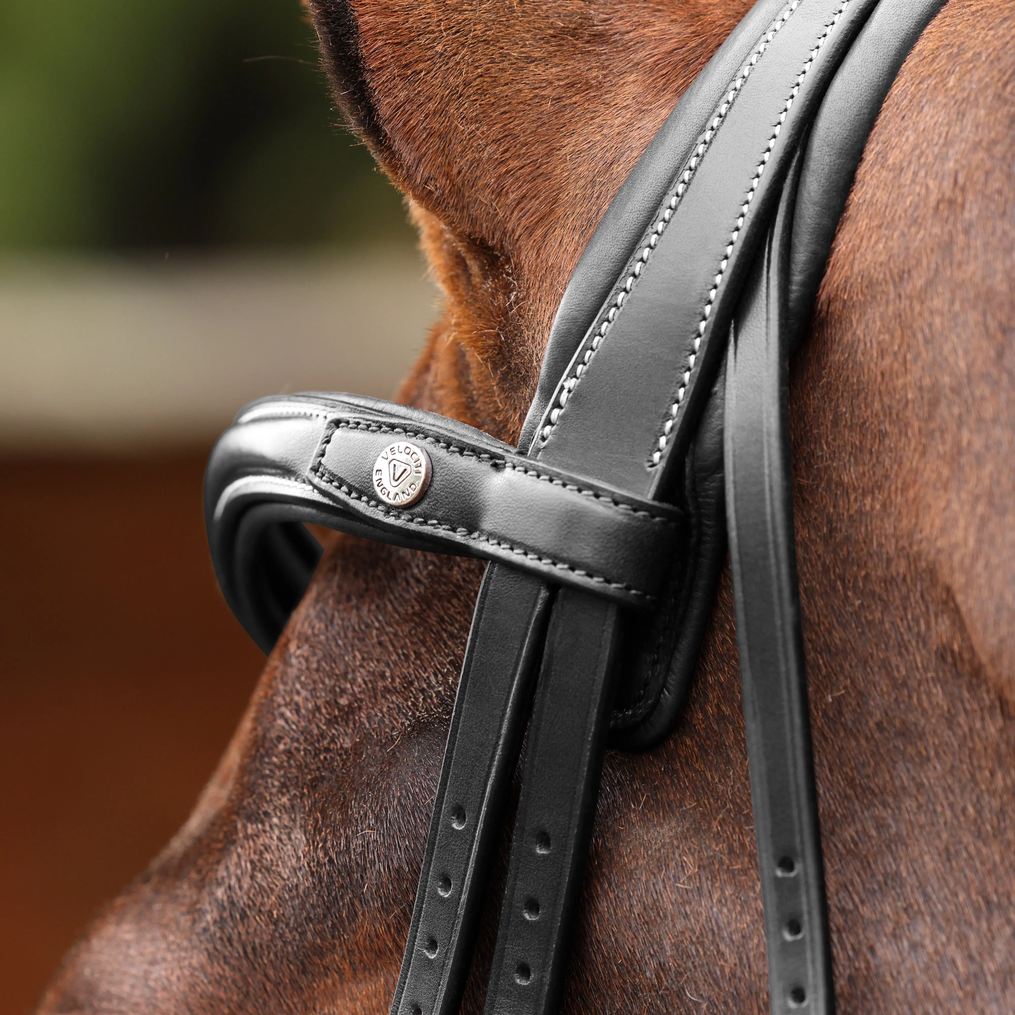 Shires Velociti LUSSO Opus 180M Dressage Cavesson Bridle Black - Image 4