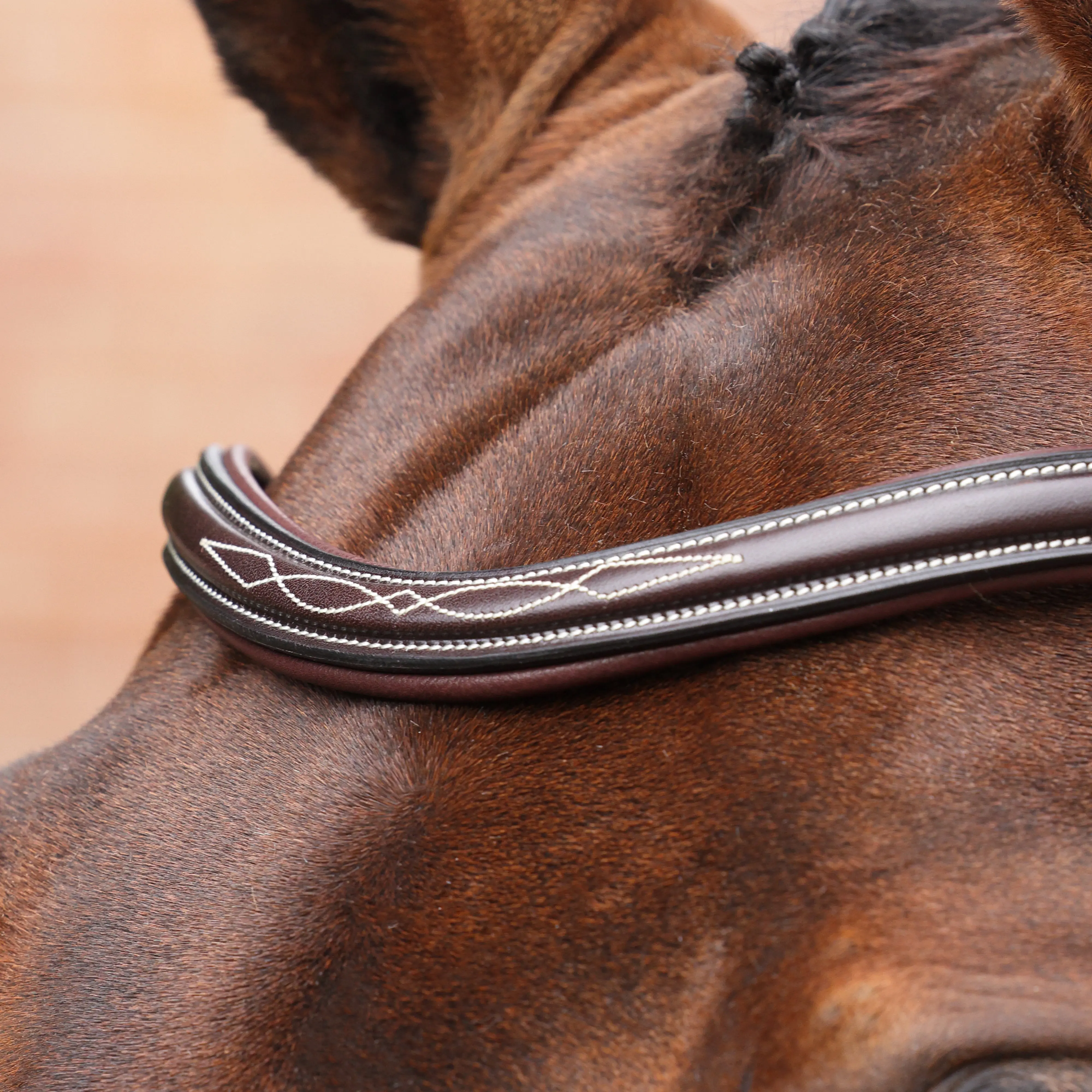 Shires Velociti LUSSO Opus 180M Dressage Cavesson Bridle Havana - Image 4
