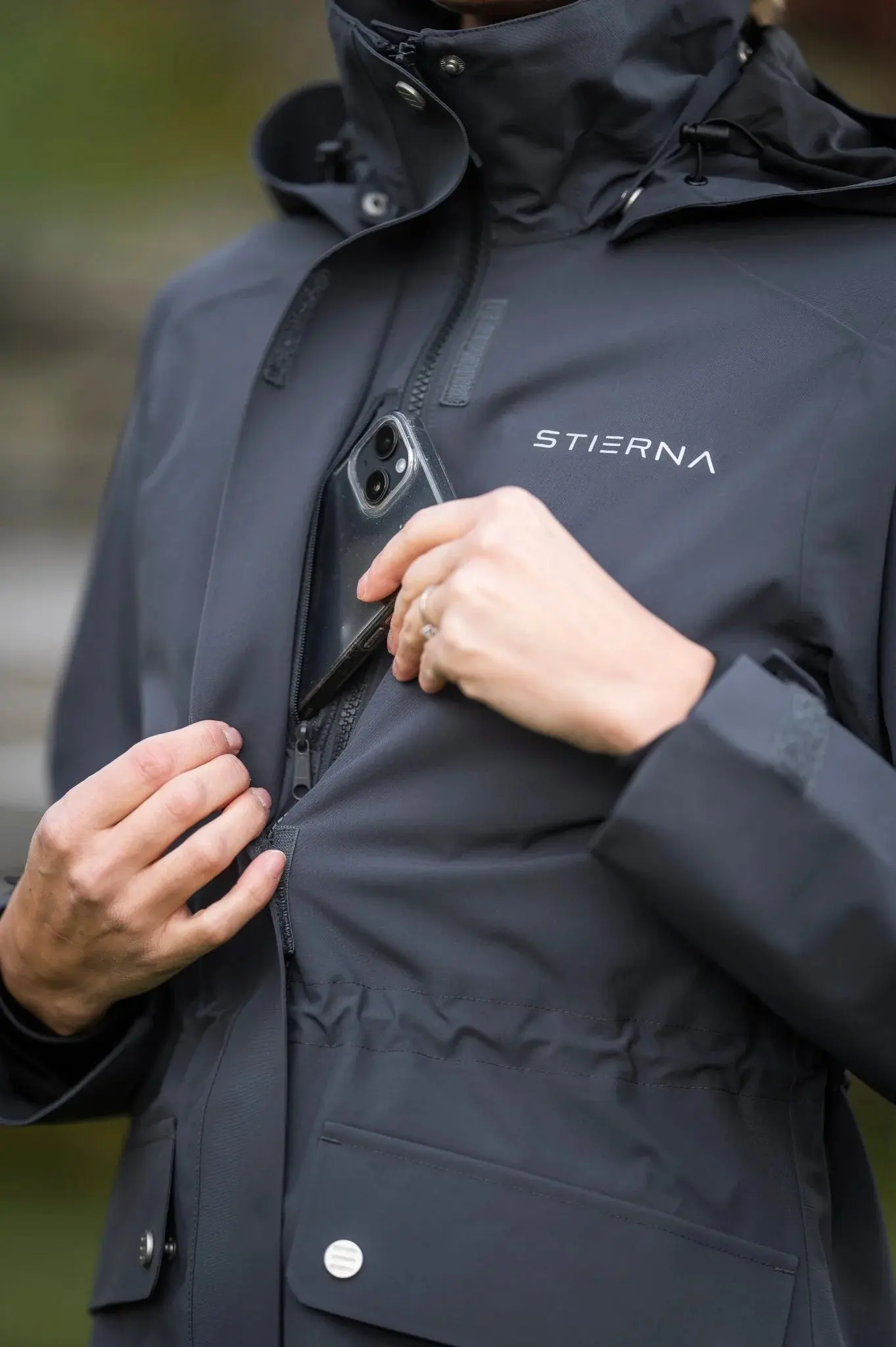 Stierna Cloud Ladies Navy Waterproof Riding Rain Parka Coat - Image 10