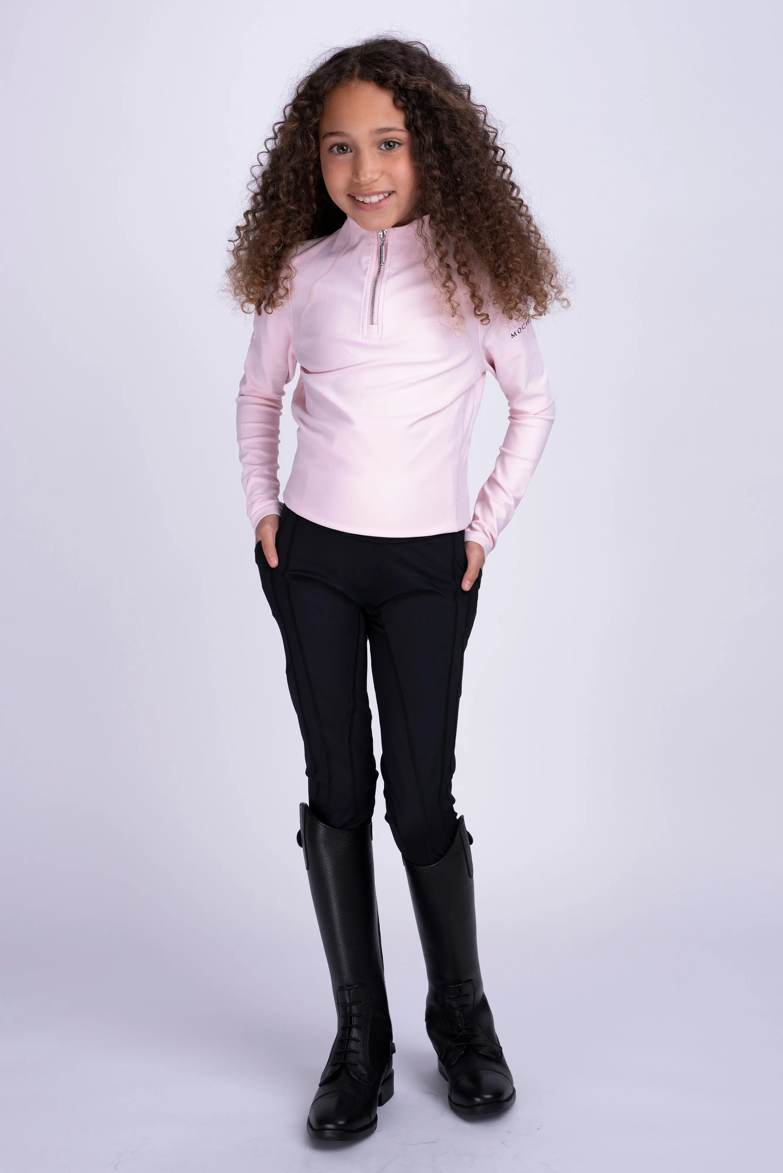 Mochara Technical Base Layer in Baby Pink Recycled Young Rider - Image 2