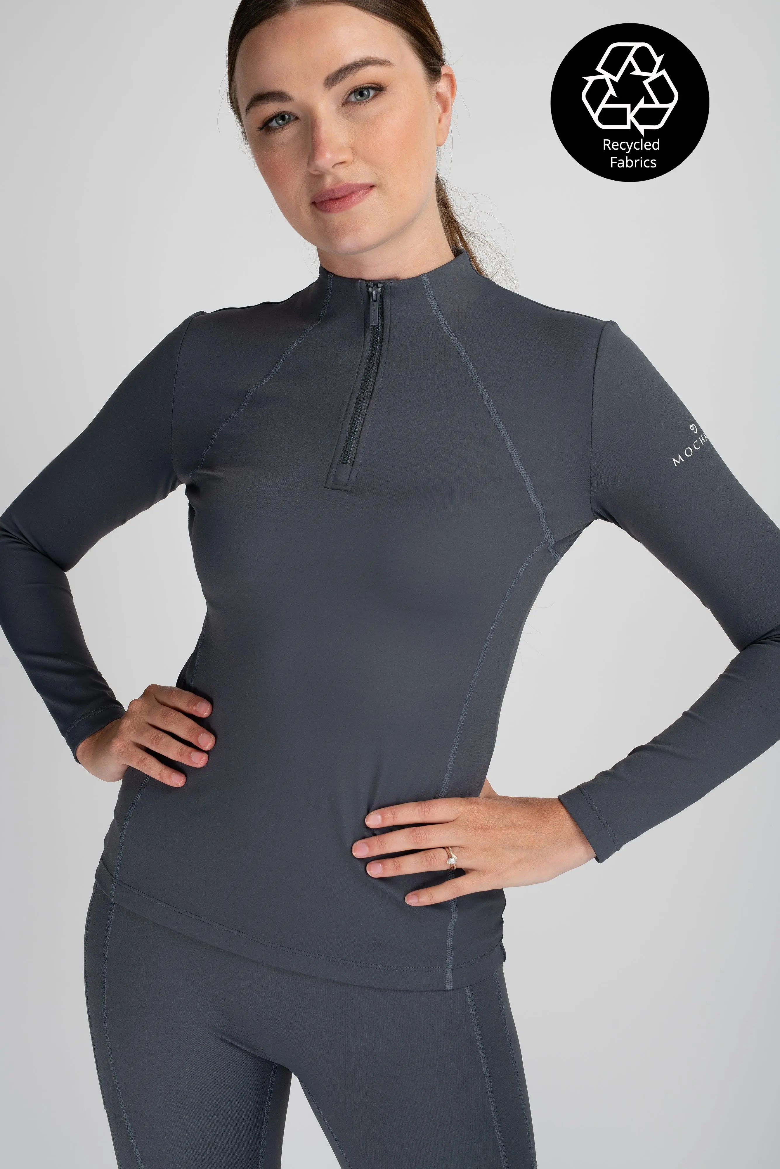Mochara Ladies Technical Base Layer in Charcoal Grey Recycled - Image 2