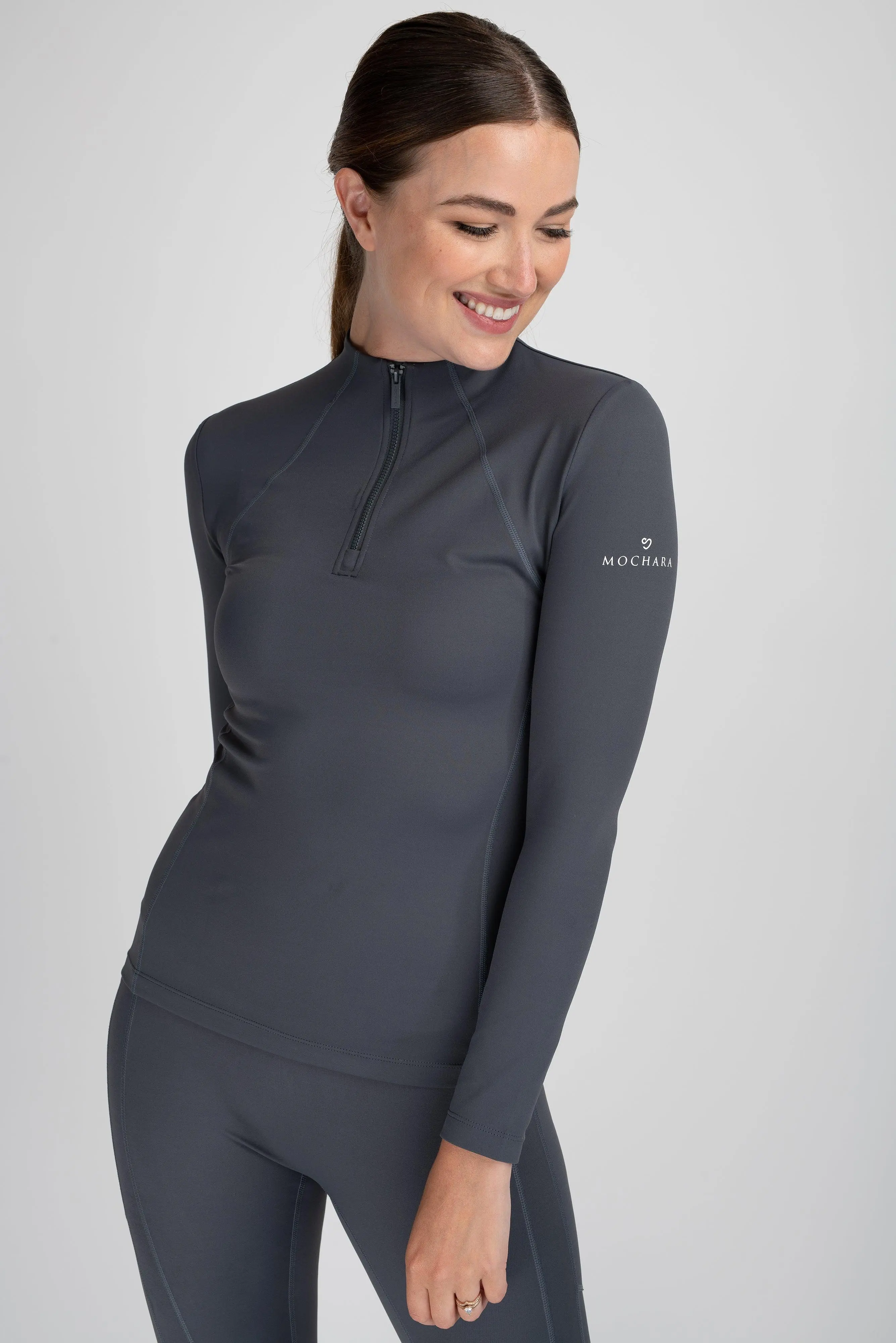 Mochara Ladies Technical Base Layer in Charcoal Grey Recycled - Image 3