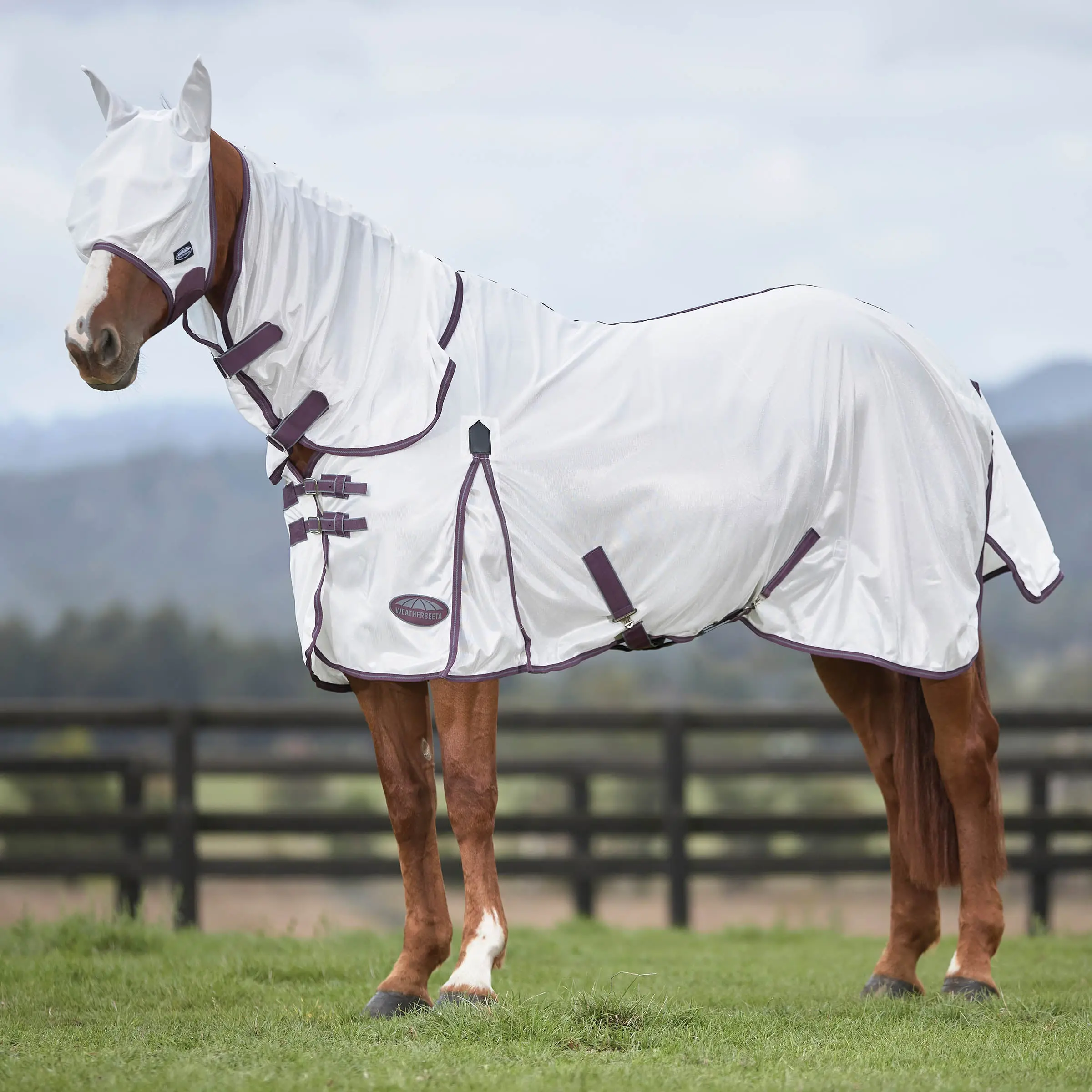 WeatherBeeta ComFiTec Essential Mesh II Combo Neck Fly Rug (Maroon Binding) - Image 11