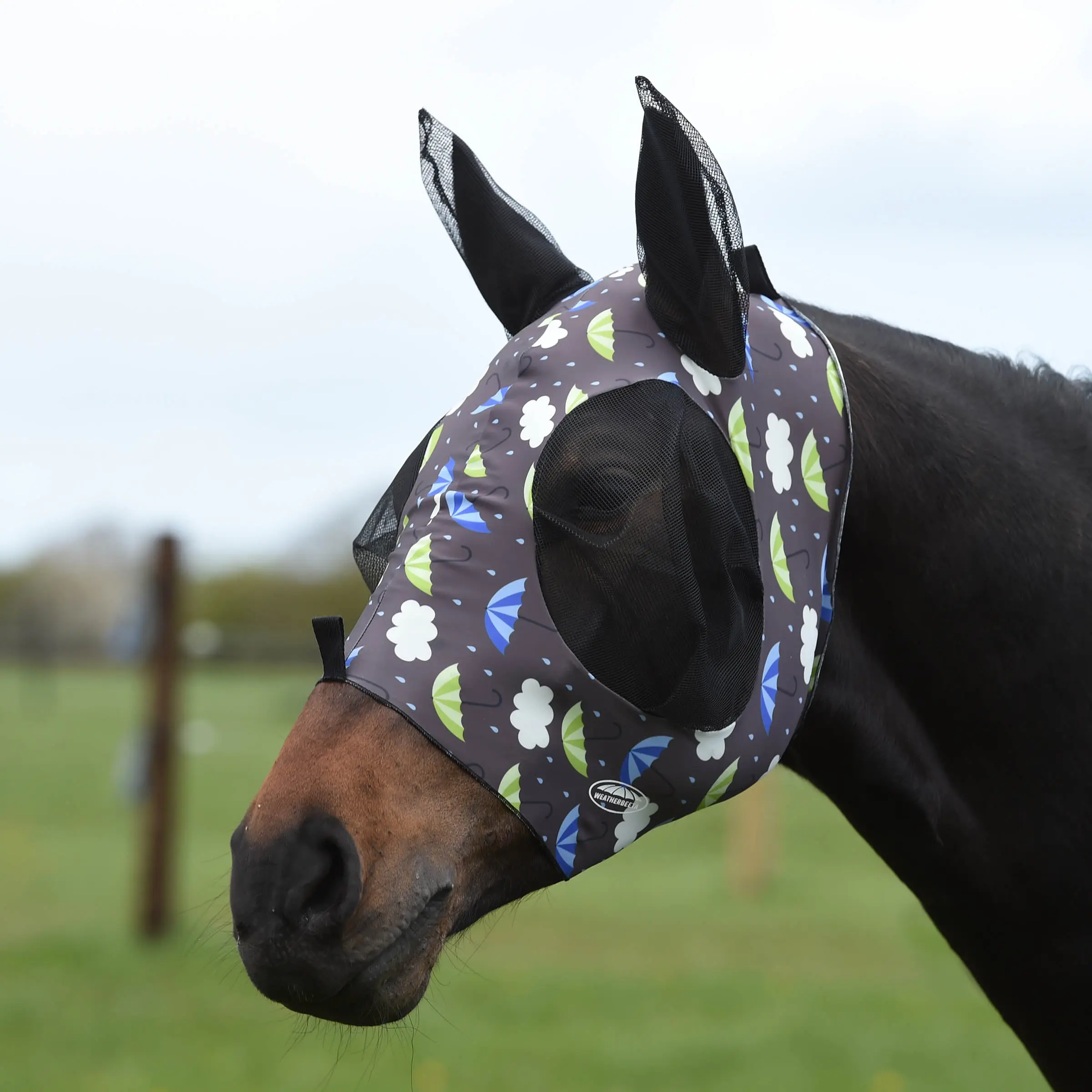 Weatherbeeta Grey Stretch Bug Dual Eye Saver Fly Mask With Ears - Image 14