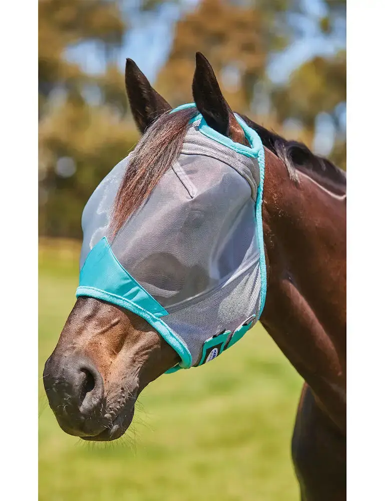 Weatherbeeta Grey/Turquoise Comfitec Deluxe Fine Mesh Fly Mask