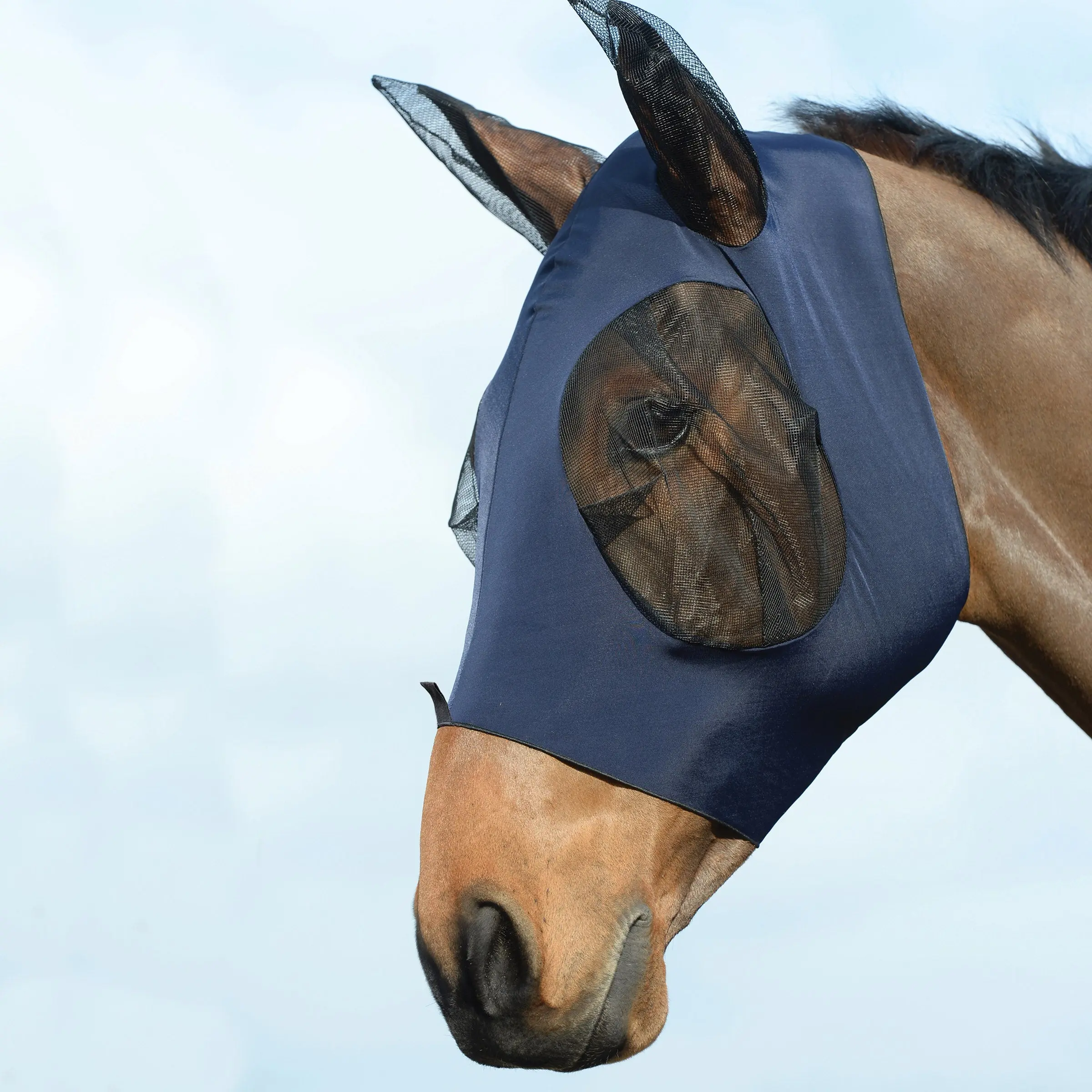 Weatherbeeta Navy Stretch Bug Dual Eye Saver Fly Mask With Ears - Image 8