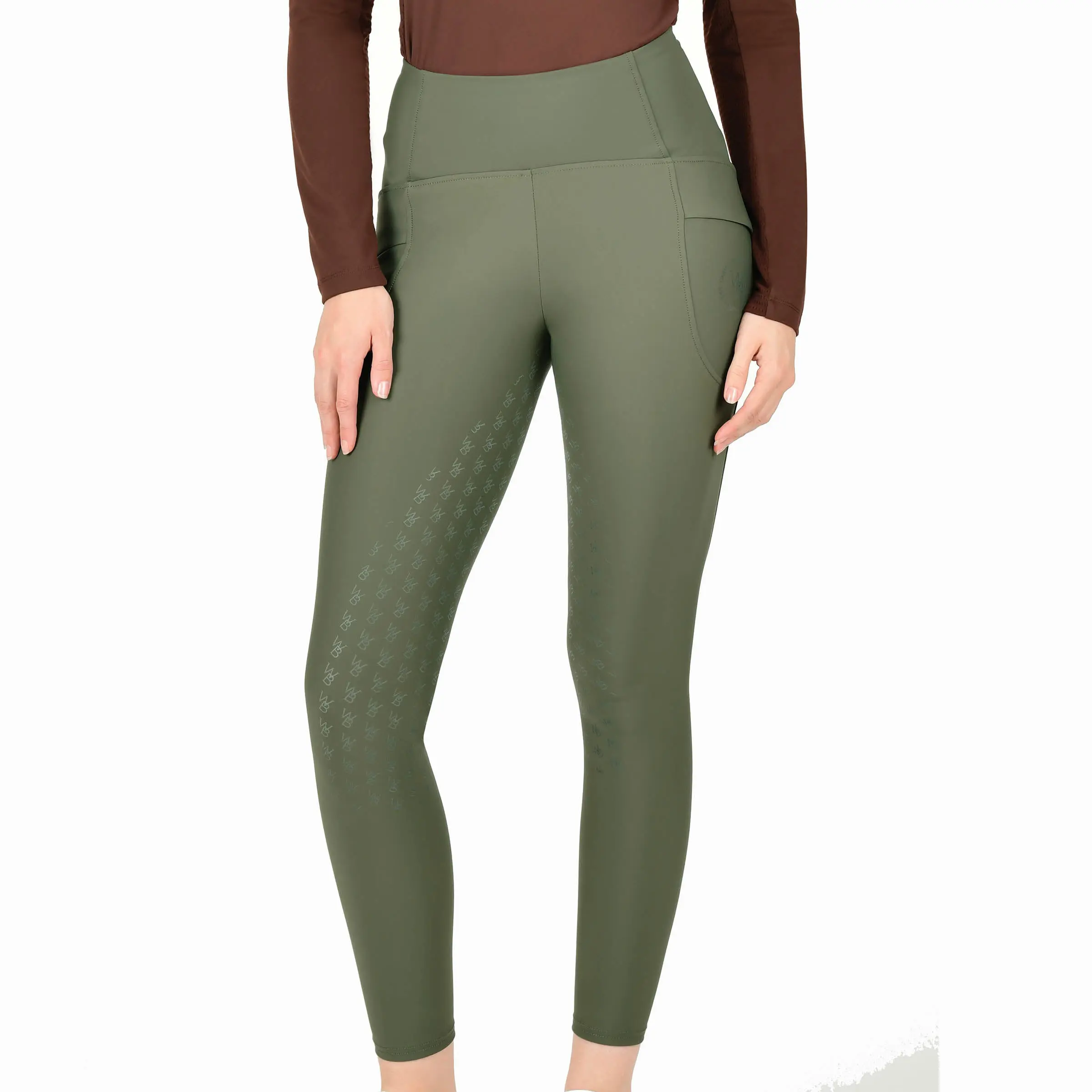 WeatherBeeta Olive Night Thermal Riding Tights UK 16 / 34" - Image 8