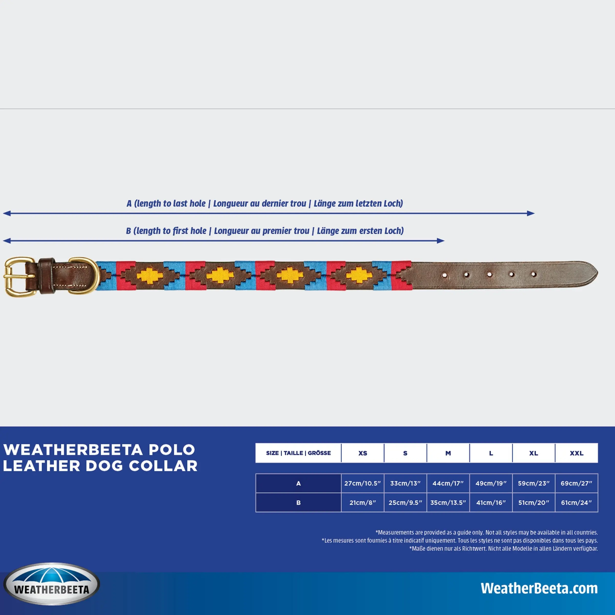 Weatherbeeta Polo Leather Cowdray Brown/Blue/Blue Dog Collar - Image 5