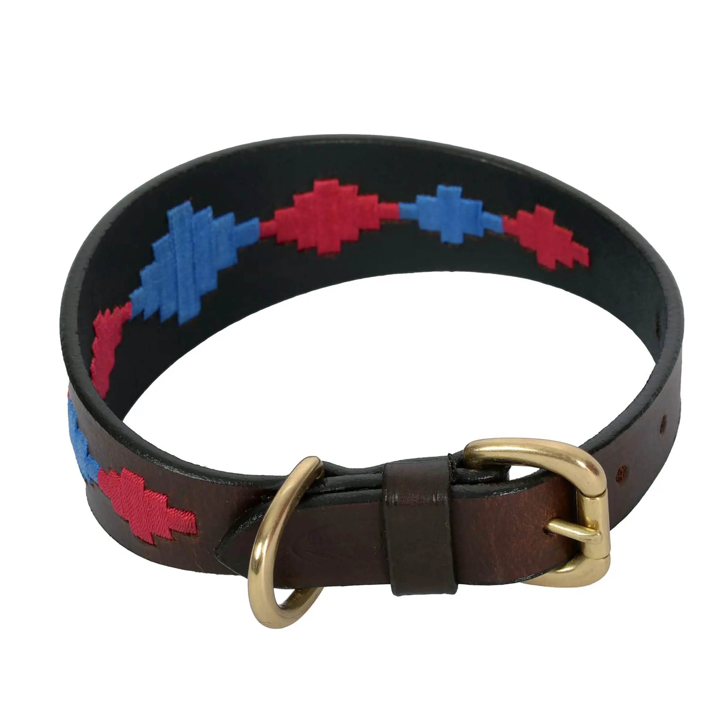 Weatherbeeta Polo Leather Cowdray Brown/Pink/Blue/Yellow Dog Collar - Image 8