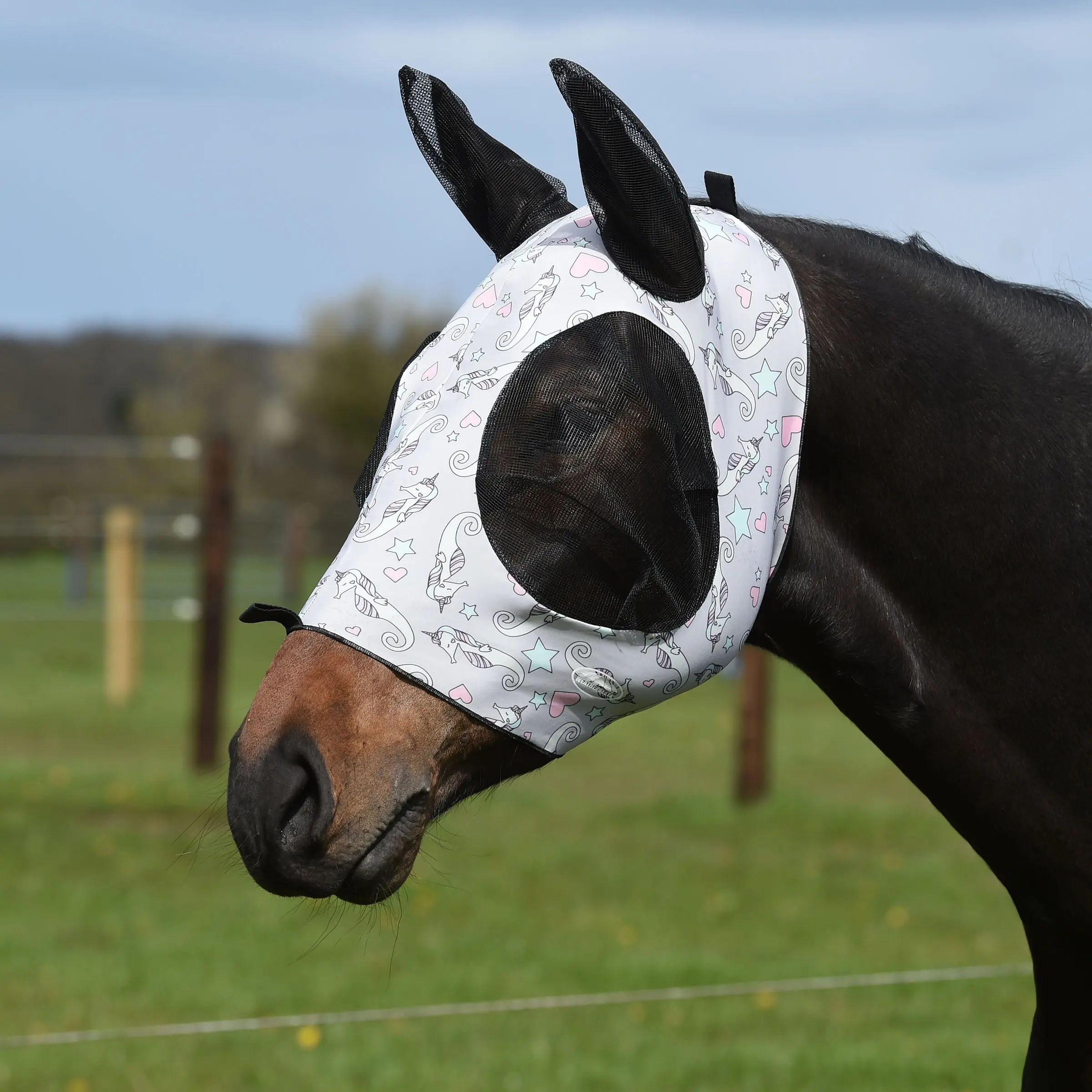 Weatherbeeta Black Stretch Bug Dual Eye Saver Fly Mask With Ears - Image 12