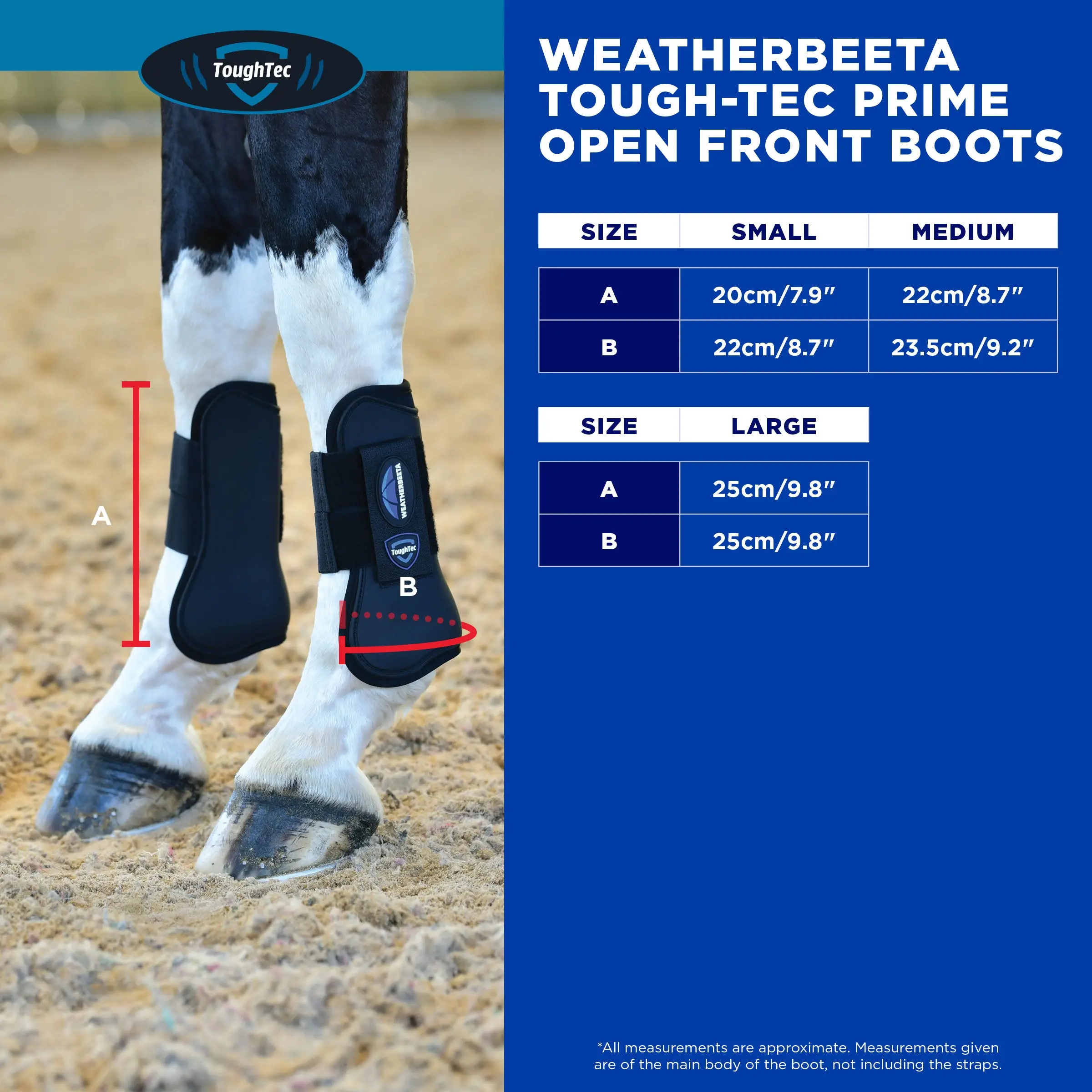 Weatherbeeta Tough-Tec Prime Open Front Boots Black/Navy - Image 4
