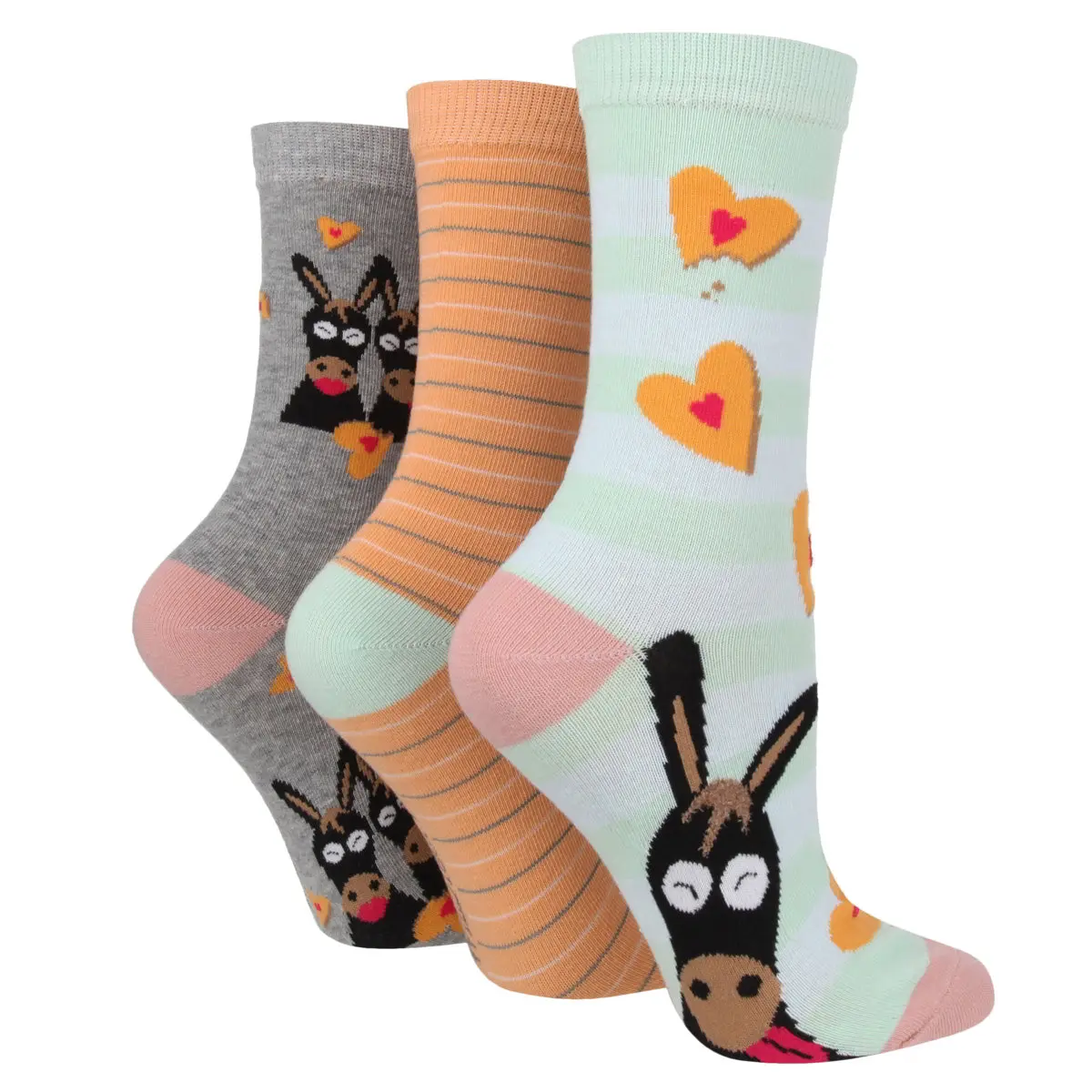 Wildfeet Donkey Dogers Cotton Crew Socks 3 Pack-One Size (UK 4-8)-Donkey Dogers - Image 2