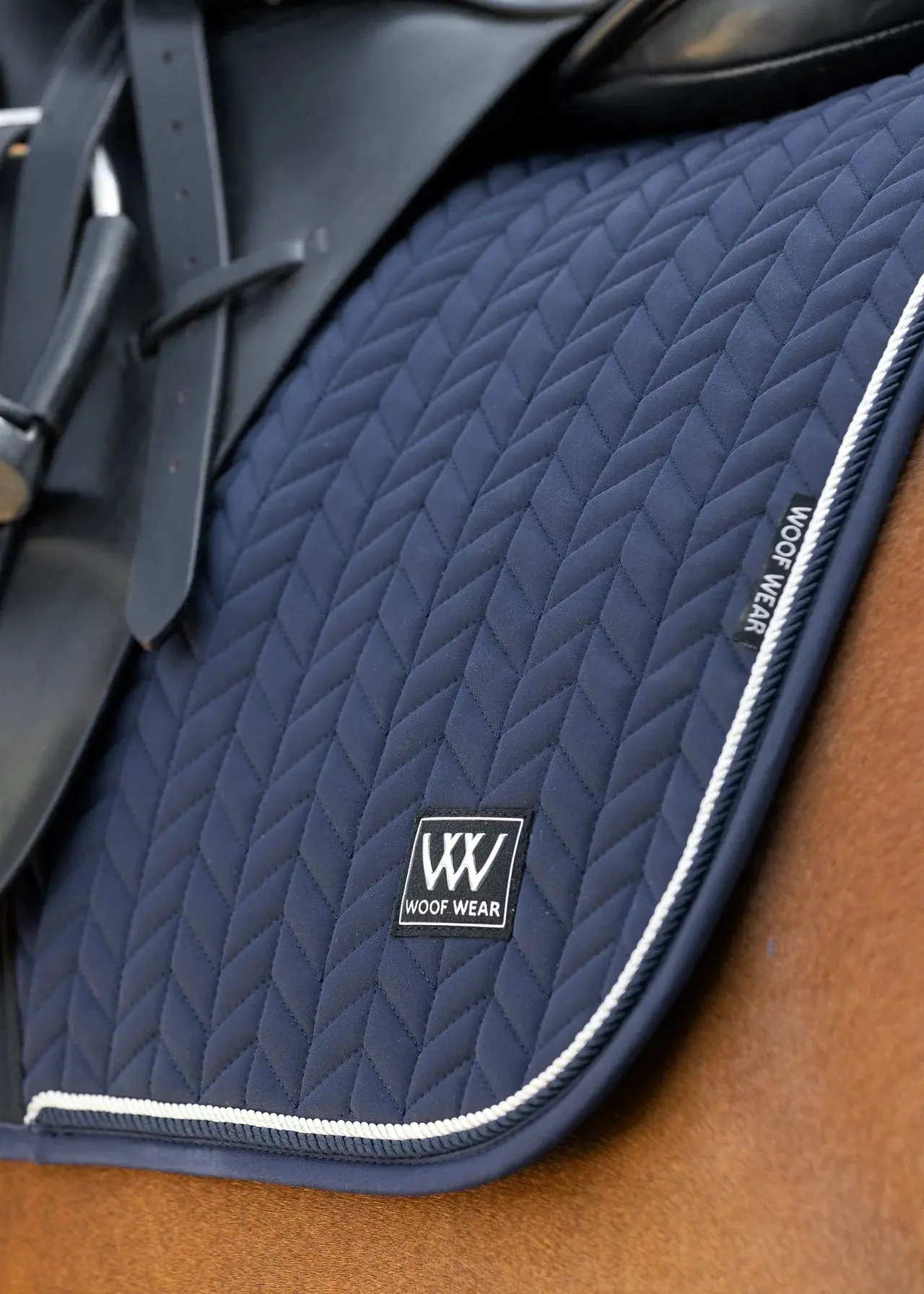 Woof Wear Navy Herringbone Saddle Dressage Pad - Image 2